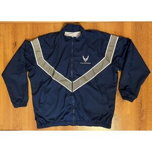 US Air Force Windbreaker Jacket Navy Blue Zip Up‎ Coat Unisex Large